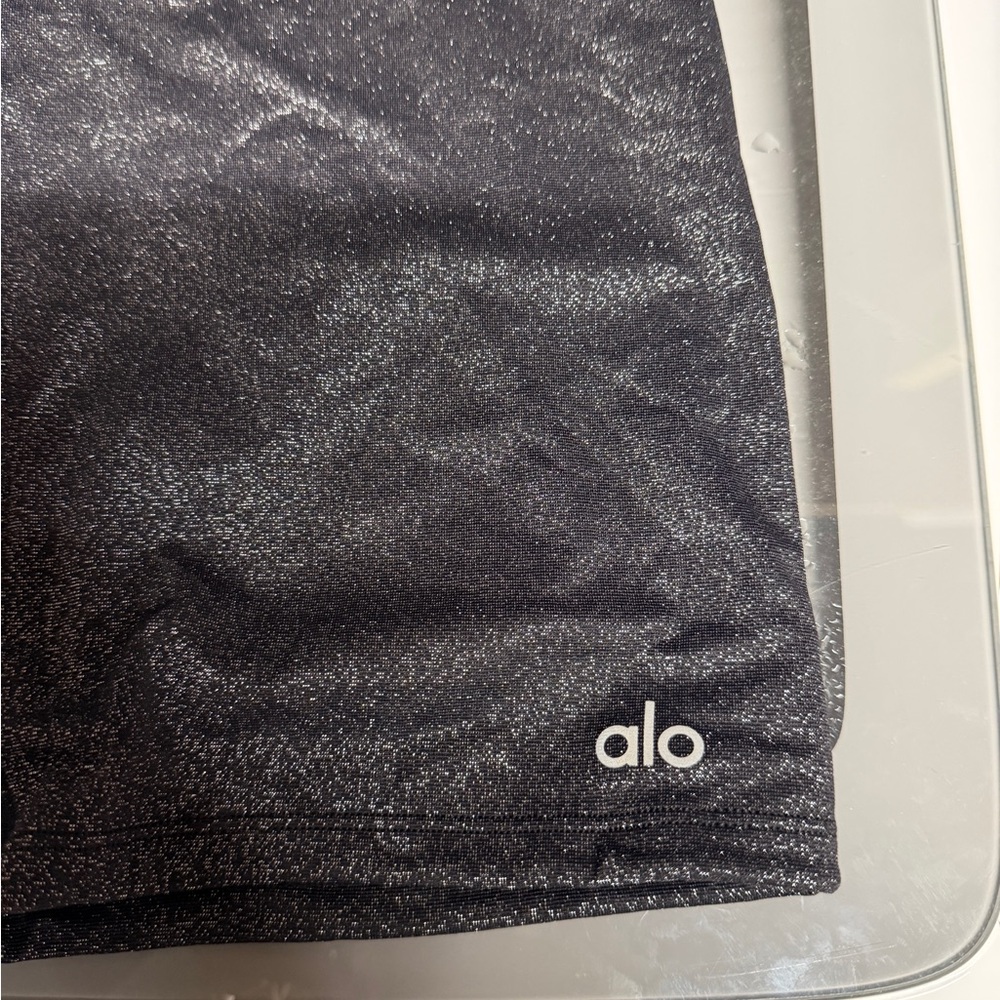 ALO Yoga Women's charcoal glitter high rise bike shorts - Picture 7 of 7